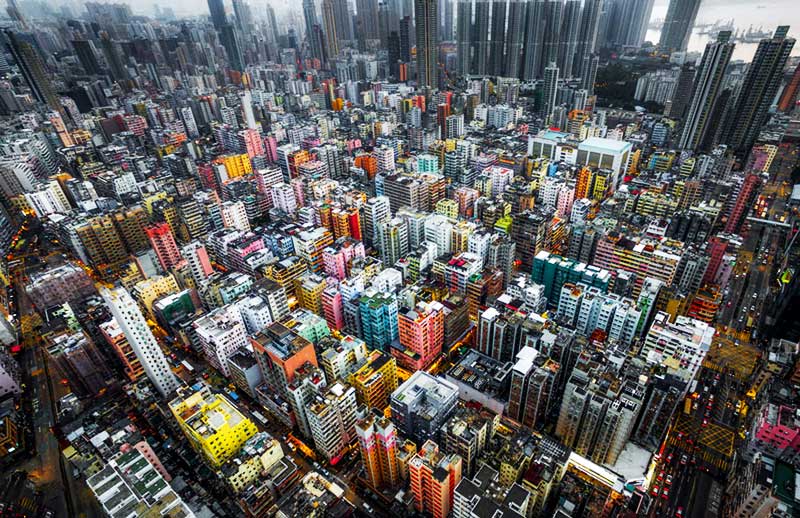 Hong Kong oblique aerial photography shot
