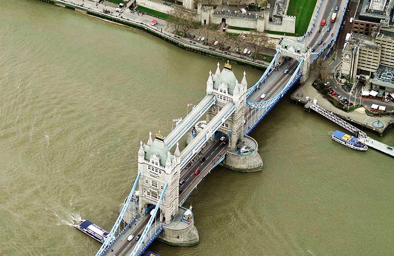 London Bridge oblique aerial photography shot